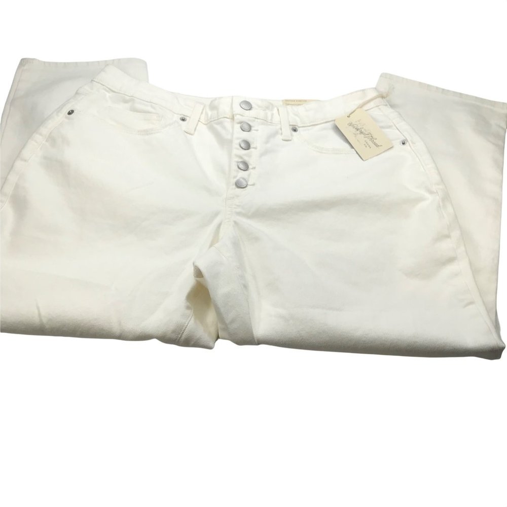 Universal Threads Women's Size 14 High Rise Stretch Cropped Jeans White New